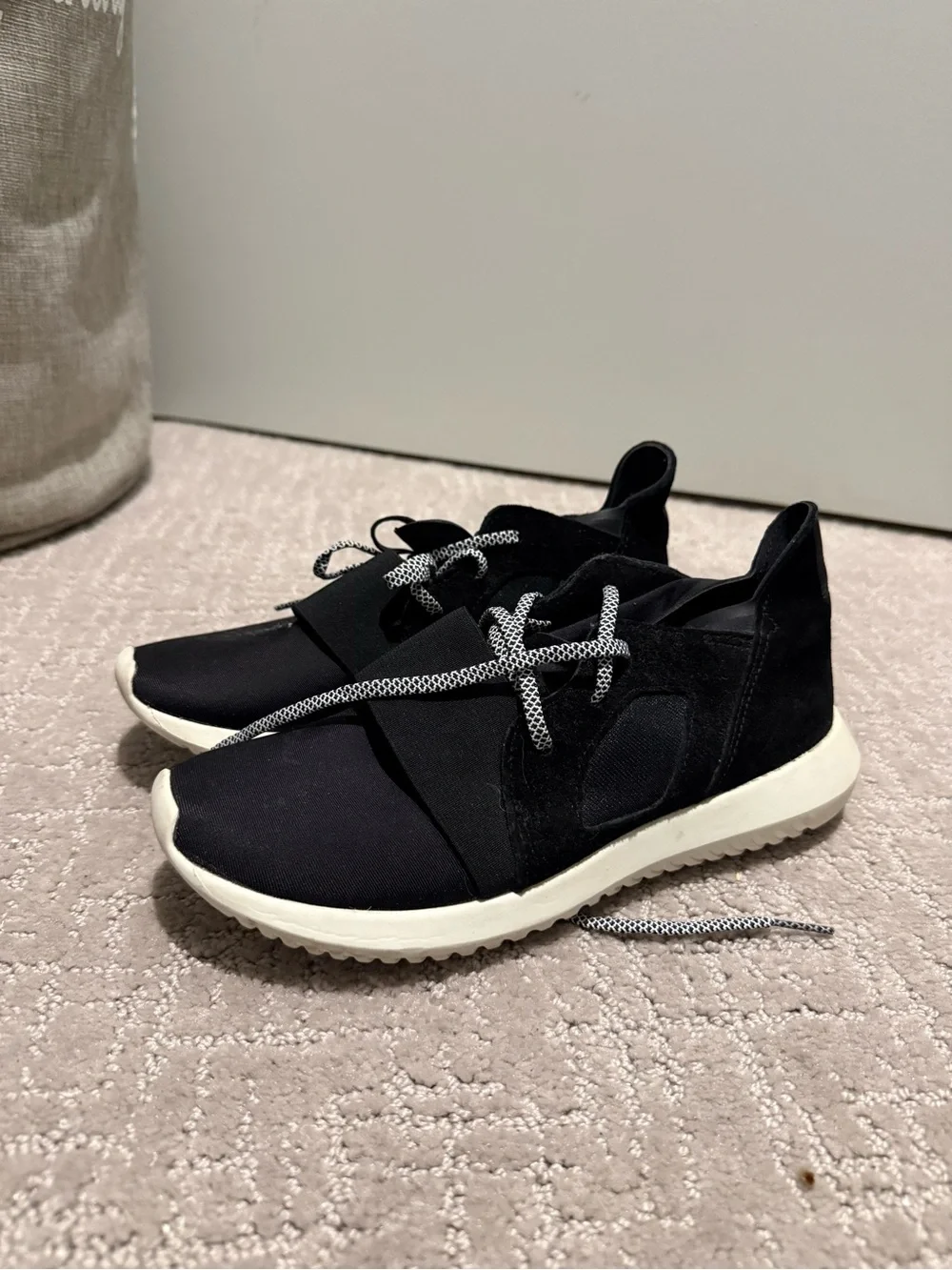 Black adidas Slip-On Athletic Sneakers with White Soles